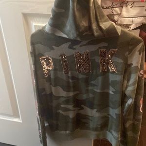 Vs pink camp hoodie zip up bling